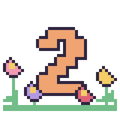 Pixel art Chiffre 2 dans le jardin, grille 40 × 40