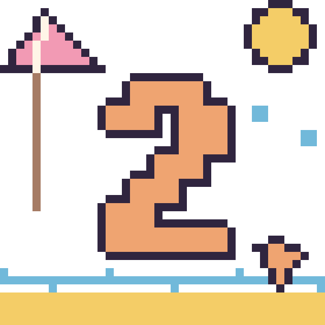 Modèle de pixel art Chiffre 2 à la plage sur une grille de 40 par 40 cases