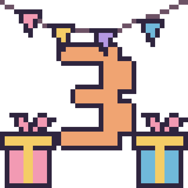 Modèle de pixel art Chiffre 3 pour un anniversaire sur une grille de 40 par 40 cases