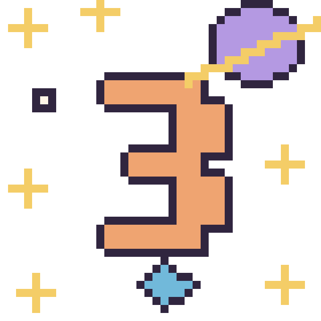 Modèle de pixel art Chiffre 3 dans l’espace sur une grille de 40 par 40 cases