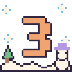 Pixel art Chiffre 3 en hiver, grille 40 × 40