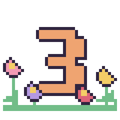 Pixel art Chiffre 3 dans le jardin, grille 40 × 40