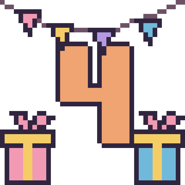 Modèle de pixel art Chiffre 4 pour un anniversaire sur une grille de 40 par 40 cases