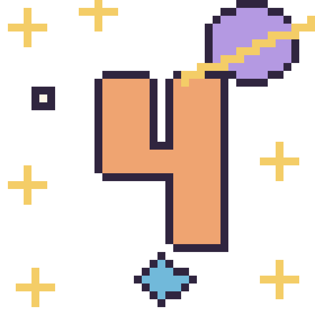 Modèle de pixel art Chiffre 4 dans l’espace sur une grille de 40 par 40 cases
