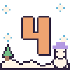 Pixel art Chiffre 4 en hiver, grille 40 × 40