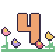 Pixel art Chiffre 4 dans le jardin, grille 40 × 40