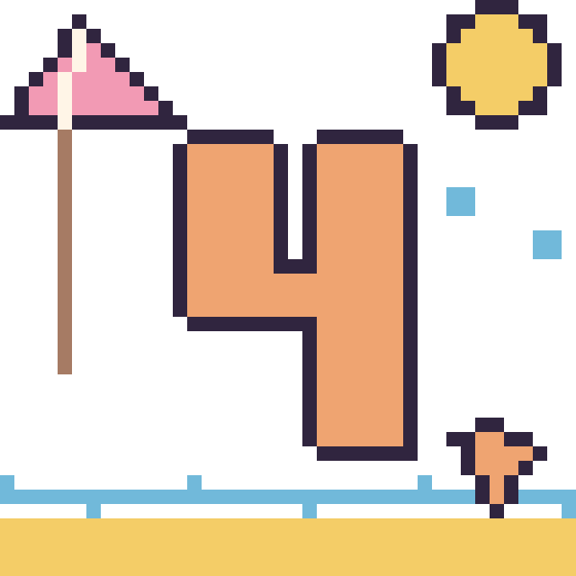 Modèle de pixel art Chiffre 4 à la plage sur une grille de 40 par 40 cases