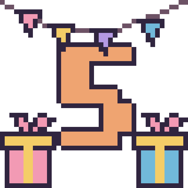 Modèle de pixel art Chiffre 5 pour un anniversaire sur une grille de 40 par 40 cases