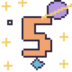Pixel art Chiffre 5 dans l’espace, grille 40 × 40