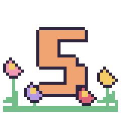 Pixel art Chiffre 5 dans le jardin, grille 40 × 40