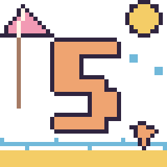 Pixel art Chiffre 5 à la plage, grille 40 × 40