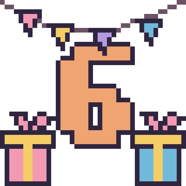 Modèle de pixel art Chiffre 6 pour un anniversaire sur une grille de 40 par 40 cases