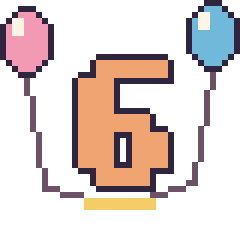 Pixel art Chiffre 6 avec des ballons, grille 40 × 40