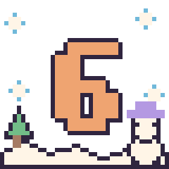 Pixel art Chiffre 6 en hiver, grille 40 × 40