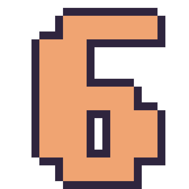 Modèle de pixel art Chiffre 6 sur une grille de 24 par 24 cases