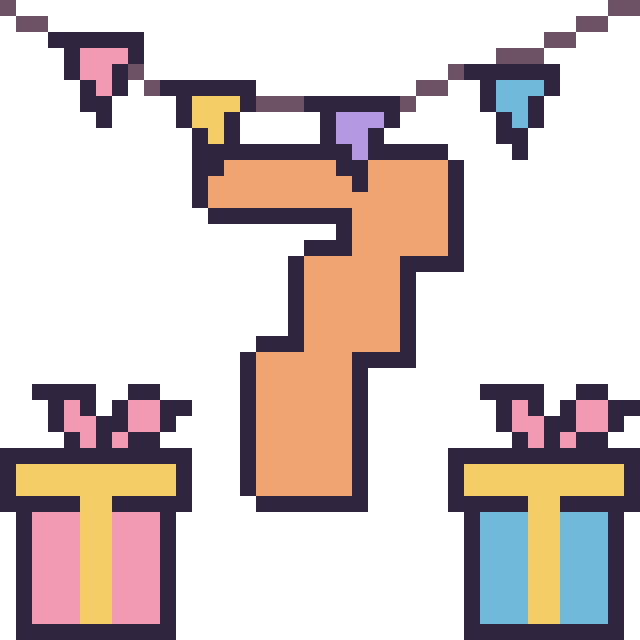 Modèle de pixel art Chiffre 7 pour un anniversaire sur une grille de 40 par 40 cases