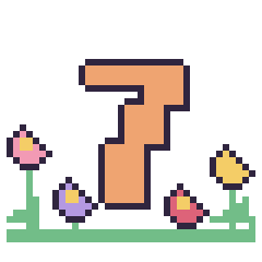 Pixel art Chiffre 7 dans le jardin, grille 40 × 40