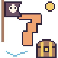 Pixel art Chiffre 7 en aventure pirate, grille 40 × 40