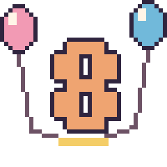 Pixel art Chiffre 8 avec des ballons, grille 40 × 40