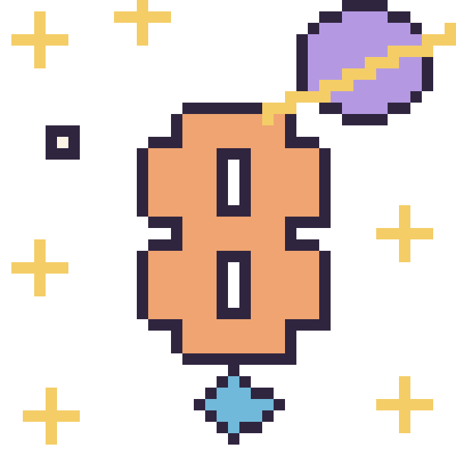 Modèle de pixel art Chiffre 8 dans l’espace sur une grille de 40 par 40 cases