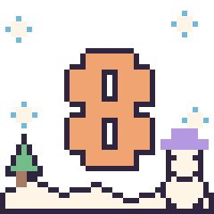Pixel art Chiffre 8 en hiver, grille 40 × 40