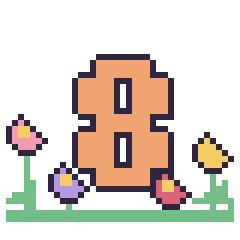 Pixel art Chiffre 8 dans le jardin, grille 40 × 40