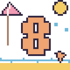Pixel art Chiffre 8 à la plage, grille 40 × 40