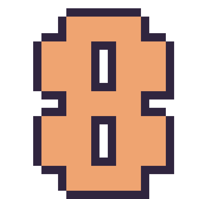 Modèle de pixel art Chiffre 8 sur une grille de 24 par 24 cases