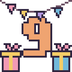 Pixel art Chiffre 9 pour un anniversaire, grille 40 × 40
