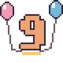 Pixel art Chiffre 9 avec des ballons, grille 40 × 40