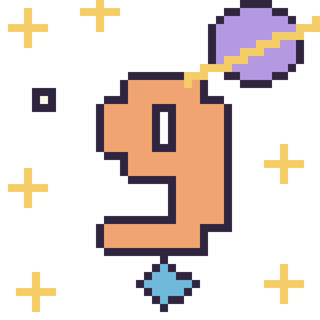 Modèle de pixel art Chiffre 9 dans l’espace sur une grille de 40 par 40 cases