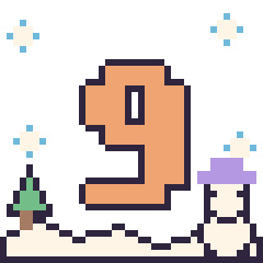 Pixel art Chiffre 9 en hiver, grille 40 × 40
