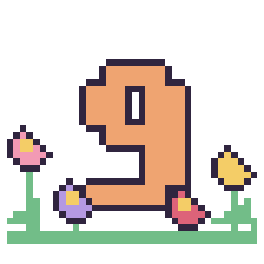 Pixel art Chiffre 9 dans le jardin, grille 40 × 40