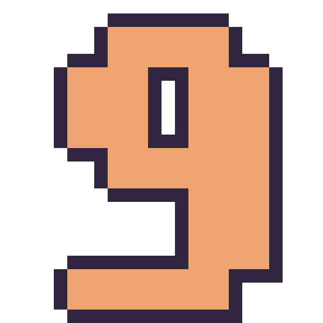 Modèle de pixel art Chiffre 9 sur une grille de 24 par 24 cases