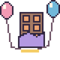 Pixel art Chocolat avec des ballons, grille 40 × 40