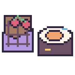Pixel art Chocolat avec des cerises et Sushi décoré, grille 40 × 40