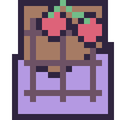 Pixel art Chocolat avec des cerises, grille 20 × 20