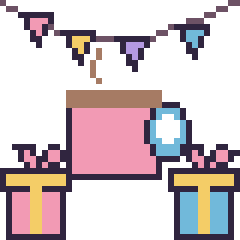 Pixel art Chocolat chaud pour un anniversaire, grille 40 × 40