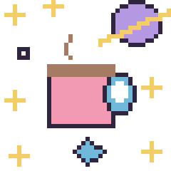 Pixel art Chocolat chaud dans l’espace, grille 40 × 40
