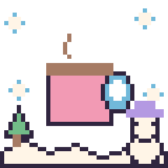 Pixel art Chocolat chaud en hiver, grille 40 × 40