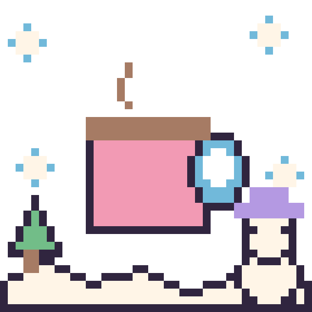 Modèle de pixel art Chocolat chaud en hiver sur une grille de 40 par 40 cases