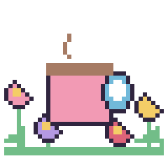 Pixel art Chocolat chaud dans le jardin, grille 40 × 40