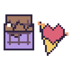 Pixel art Chocolat au chocolat et Pizza avec un cœur, grille 40 × 40