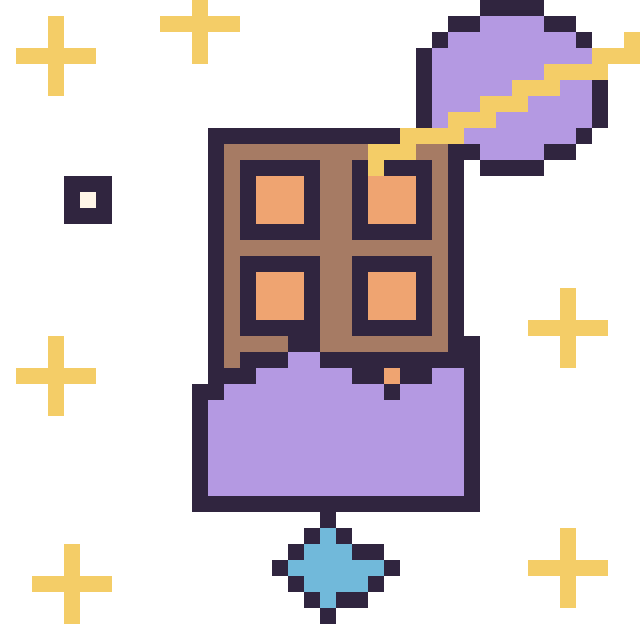 Modèle de pixel art Chocolat dans l’espace sur une grille de 40 par 40 cases