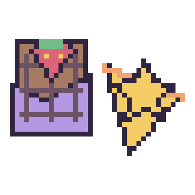 Modèle de pixel art Chocolat avec une fraise et Pizza avec une étoile sur une grille de 40 par 40 cases