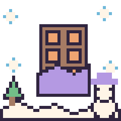 Pixel art Chocolat en hiver, grille 40 × 40