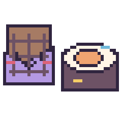 Pixel art Chocolat kawaii et Sushi décoré, grille 40 × 40