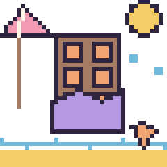 Pixel art Chocolat à la plage, grille 40 × 40