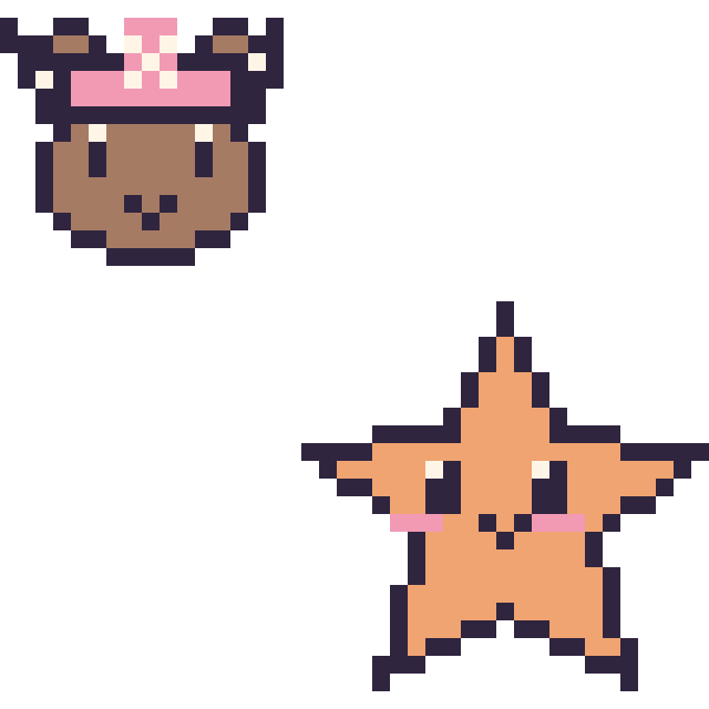 Modèle de pixel art Chopper mini et Étoile de mer sur une grille de 40 par 40 cases
