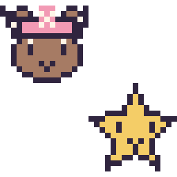 Pixel art Chopper mini et Étoile kawaii 16 × 16, grille 32 × 32
